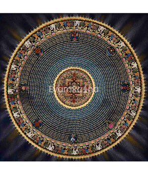 Beautifully Hand-Painted Gold Style Mantra Mandala 