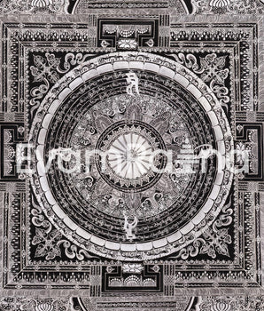 Giclée Mantra Mandala Print | Mythical Creatures, Concentric Circles, and Protective Mantras