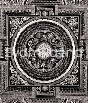 Eight Auspicious Symbol Mantra Mandala | Giclée Cavans Print | Monochromatic Artwork