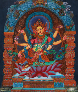 Divine Six-Armed Vasudhara Canvas Print | Buddhist Goddess of Wealth