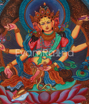 Divine Six-Armed Vasudhara Canvas Print | Buddhist Goddess of Wealth