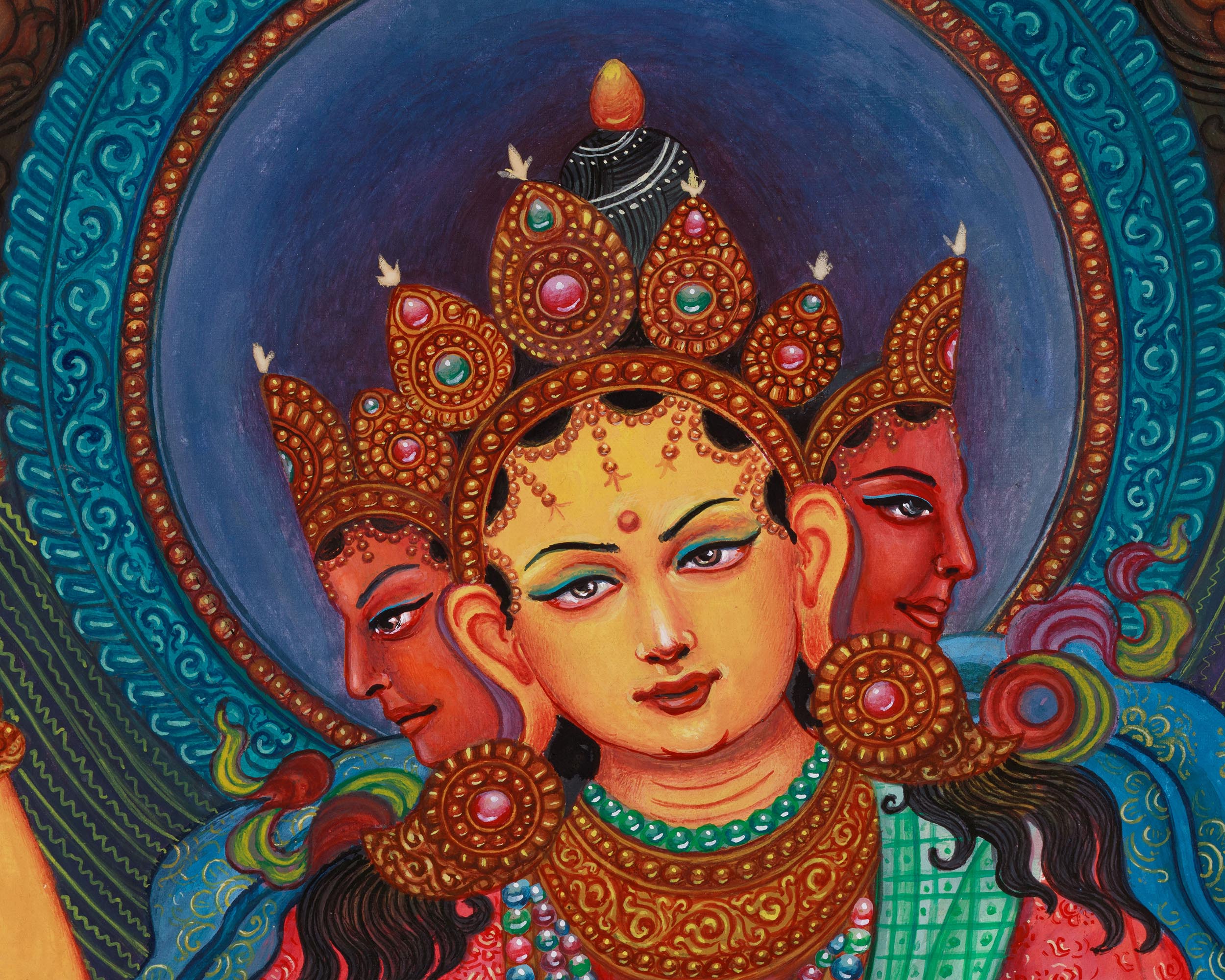 Divine Six-Armed Vasudhara Canvas Print | Buddhist Goddess of Wealth