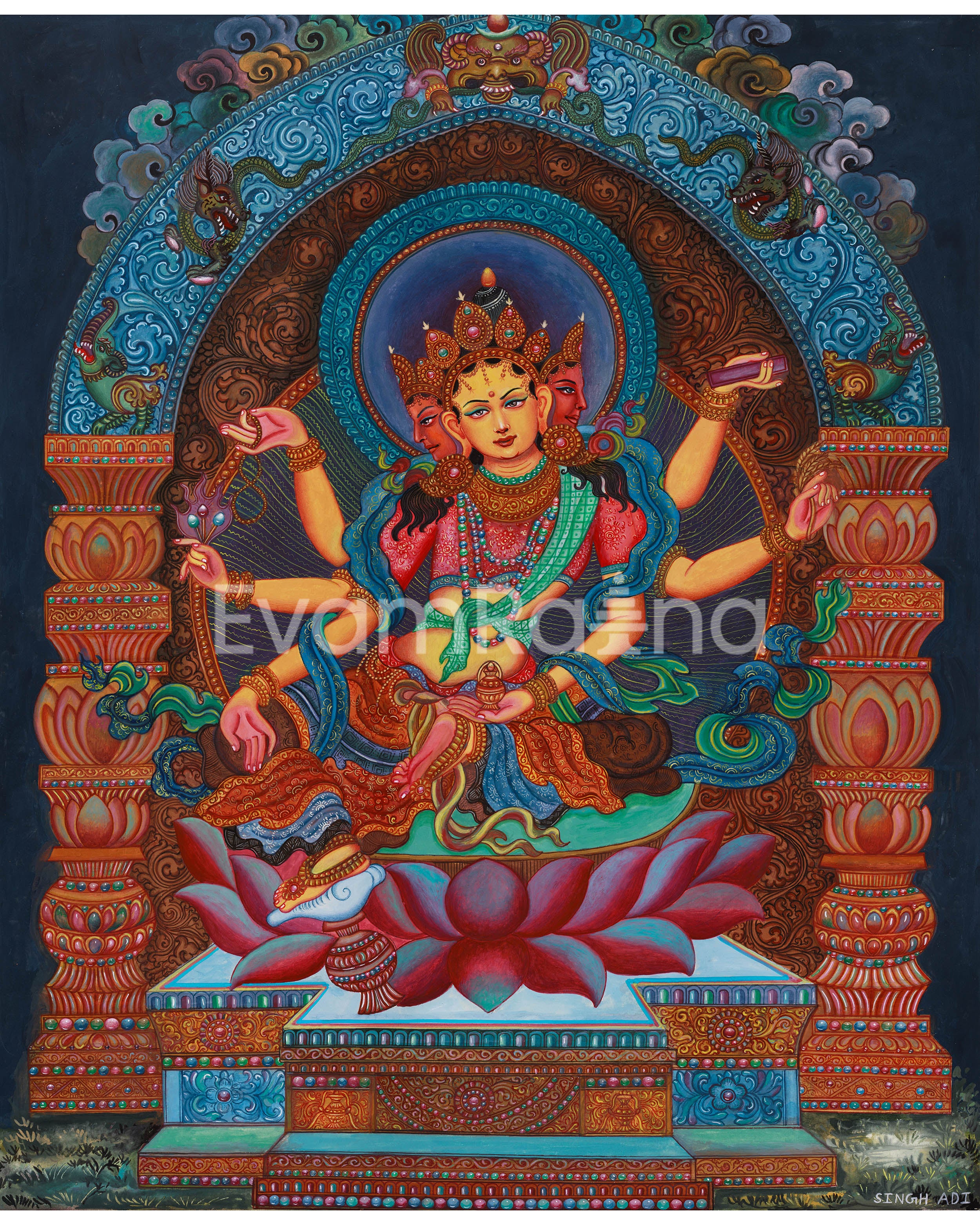 Original 6-Arms Vasudhara Thangka