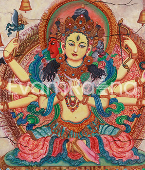 Digital Print of Marichi Devi | Tantric Goddess of Protection on Cotton Canvas