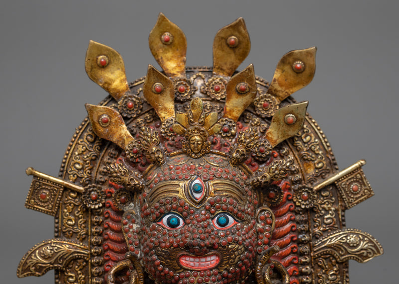 Buddhist Mahakala Mask Wall Hanging | Sacred Tibetan Protector Artwork