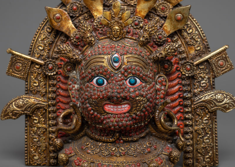 Buddhist Mahakala Mask Wall Hanging | Sacred Tibetan Protector Artwork