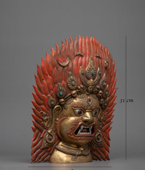 Repousse Mask of Bhairava | Traditional Hindu Deity Wall Art