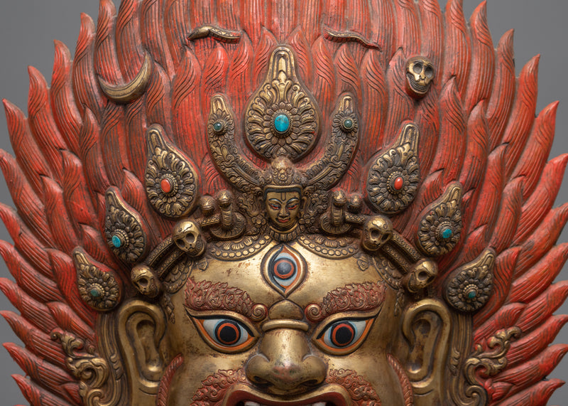 Repousse Mask of Bhairava | Traditional Hindu Deity Wall Art