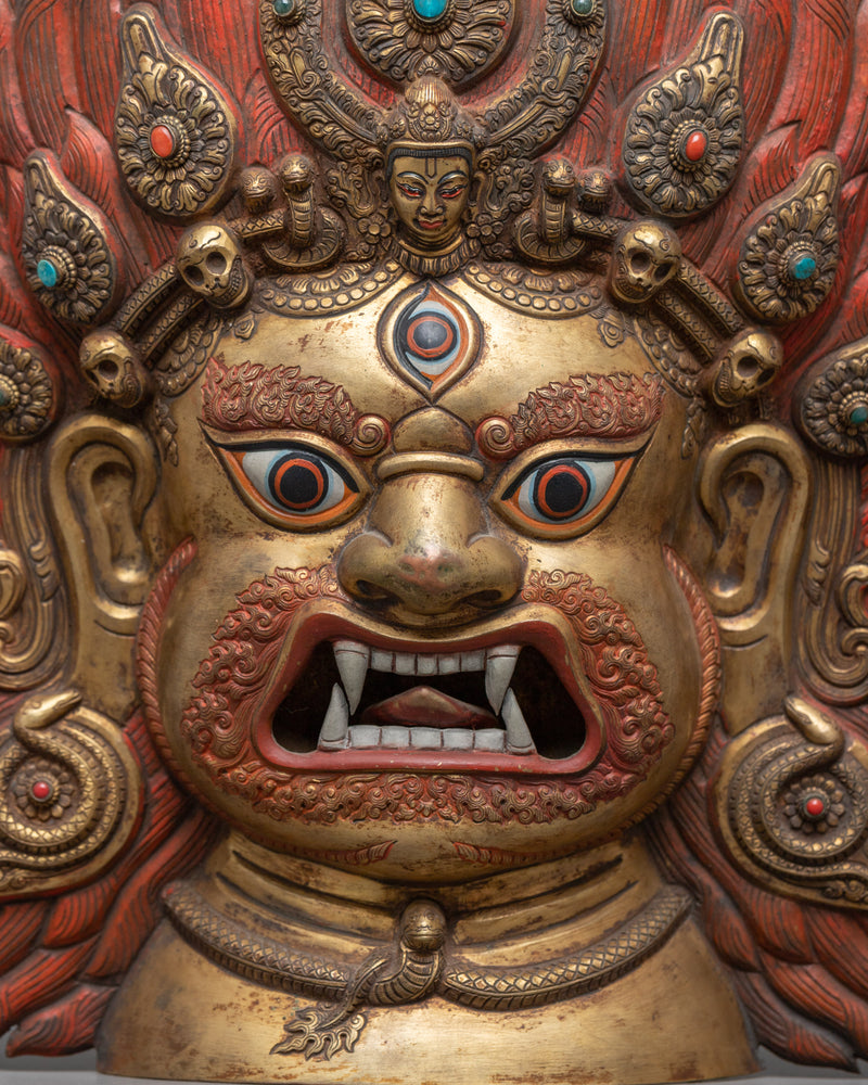 Repousse Mask of Bhairava | Traditional Hindu Deity Wall Art