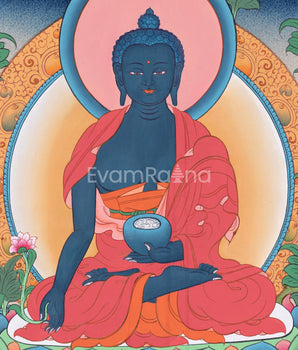 Medicine Buddha Thangka Painting | Hand Painted Healing Buddha | Art for Enlightenment