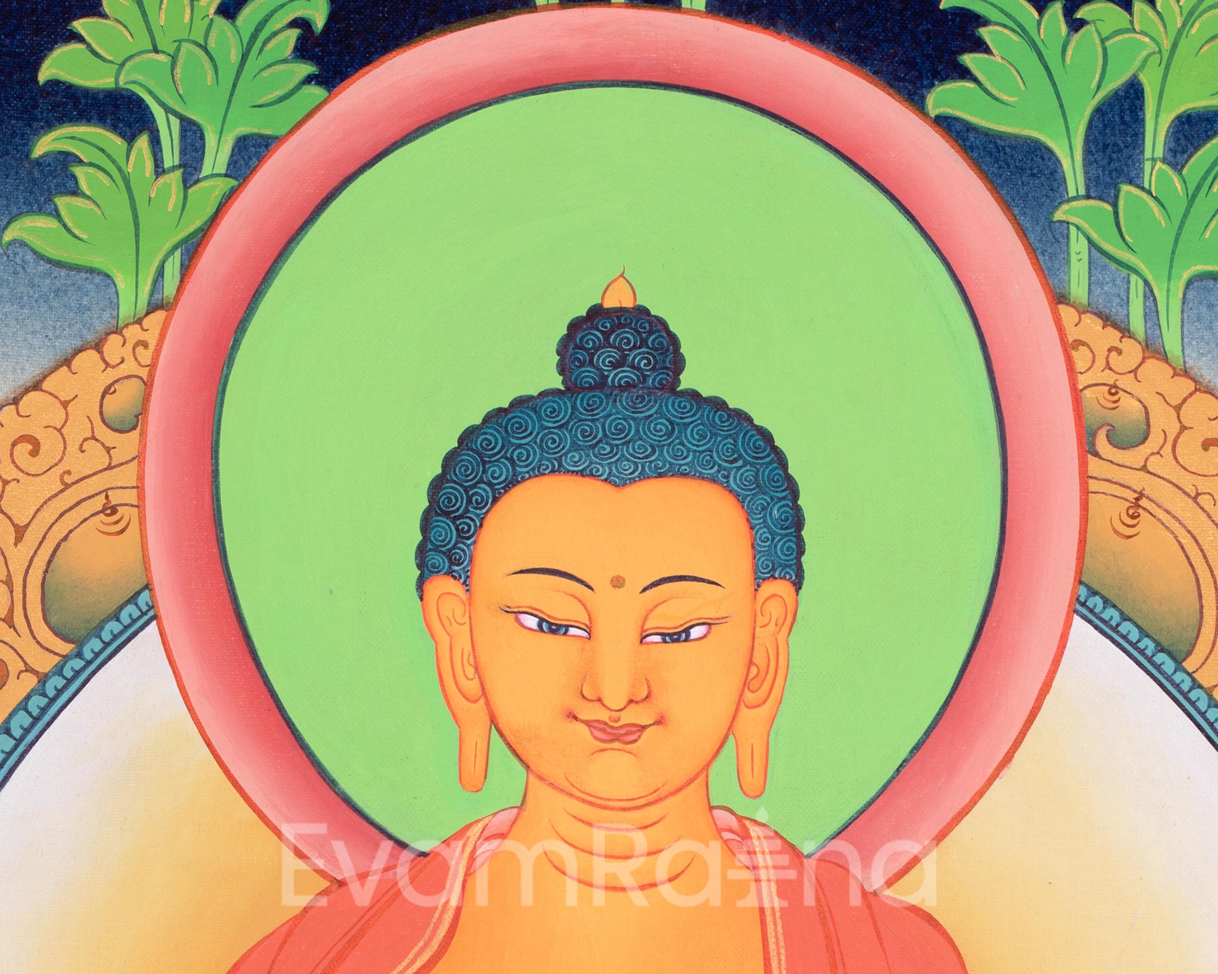 Shakyamuni Buddha Art | Hand Painted Sacred Thangka Painting | Spiritual Wall Decors