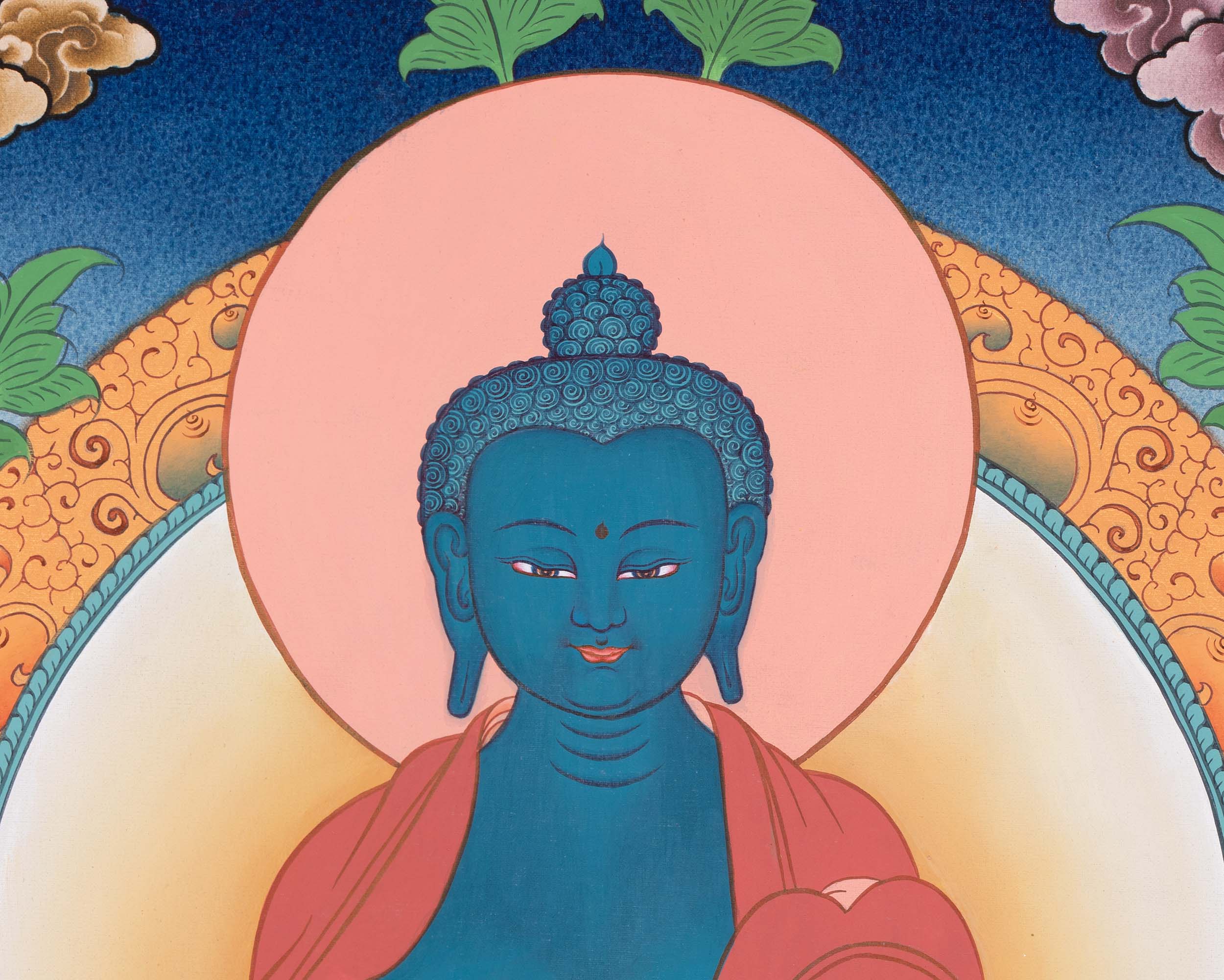 Bhaisajyaguru Thangka Artwork | Hand Painted Medicine Buddha Art | The Healing Buddha