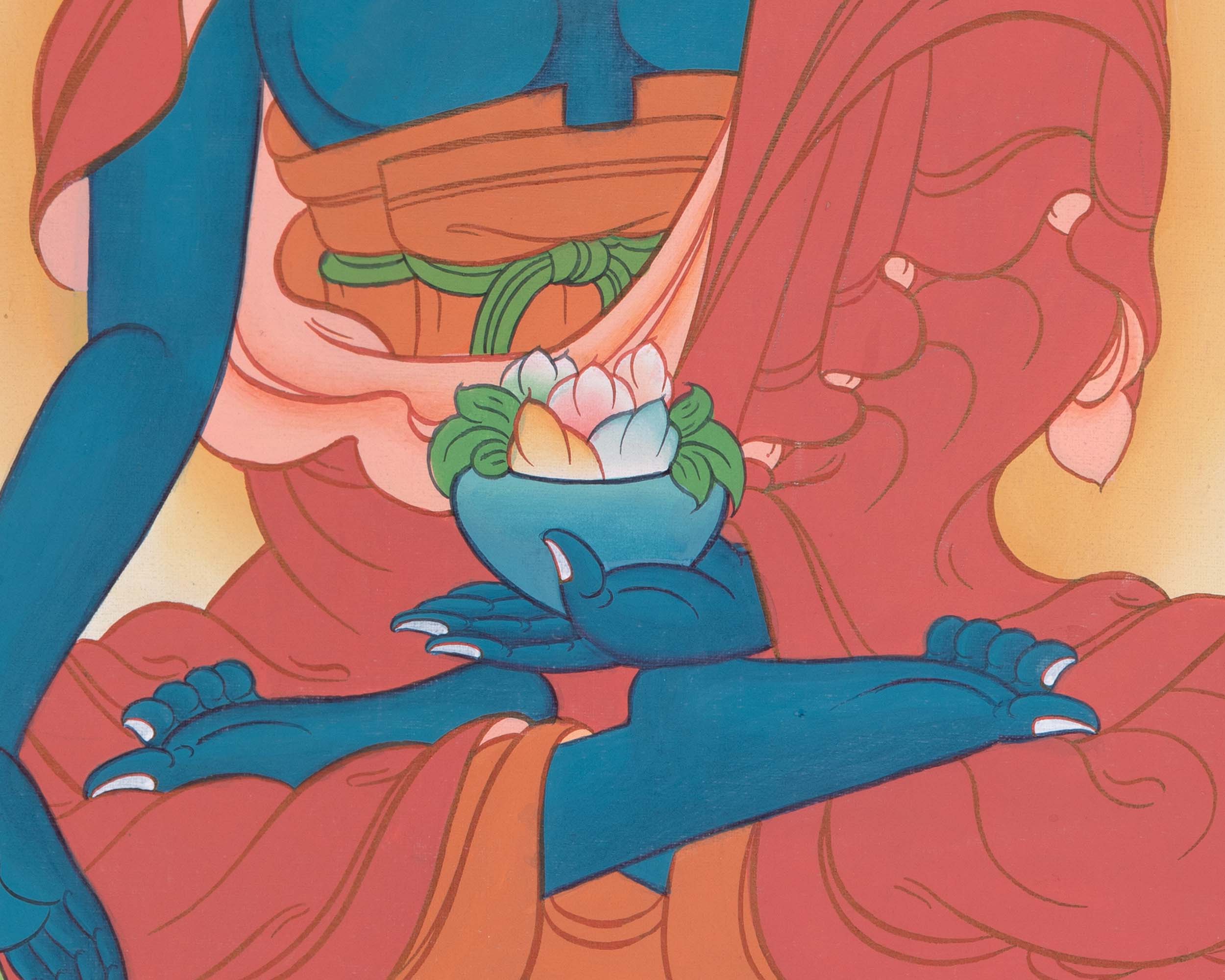 Bhaisajyaguru Thangka Artwork | Hand Painted Medicine Buddha Art | The Healing Buddha