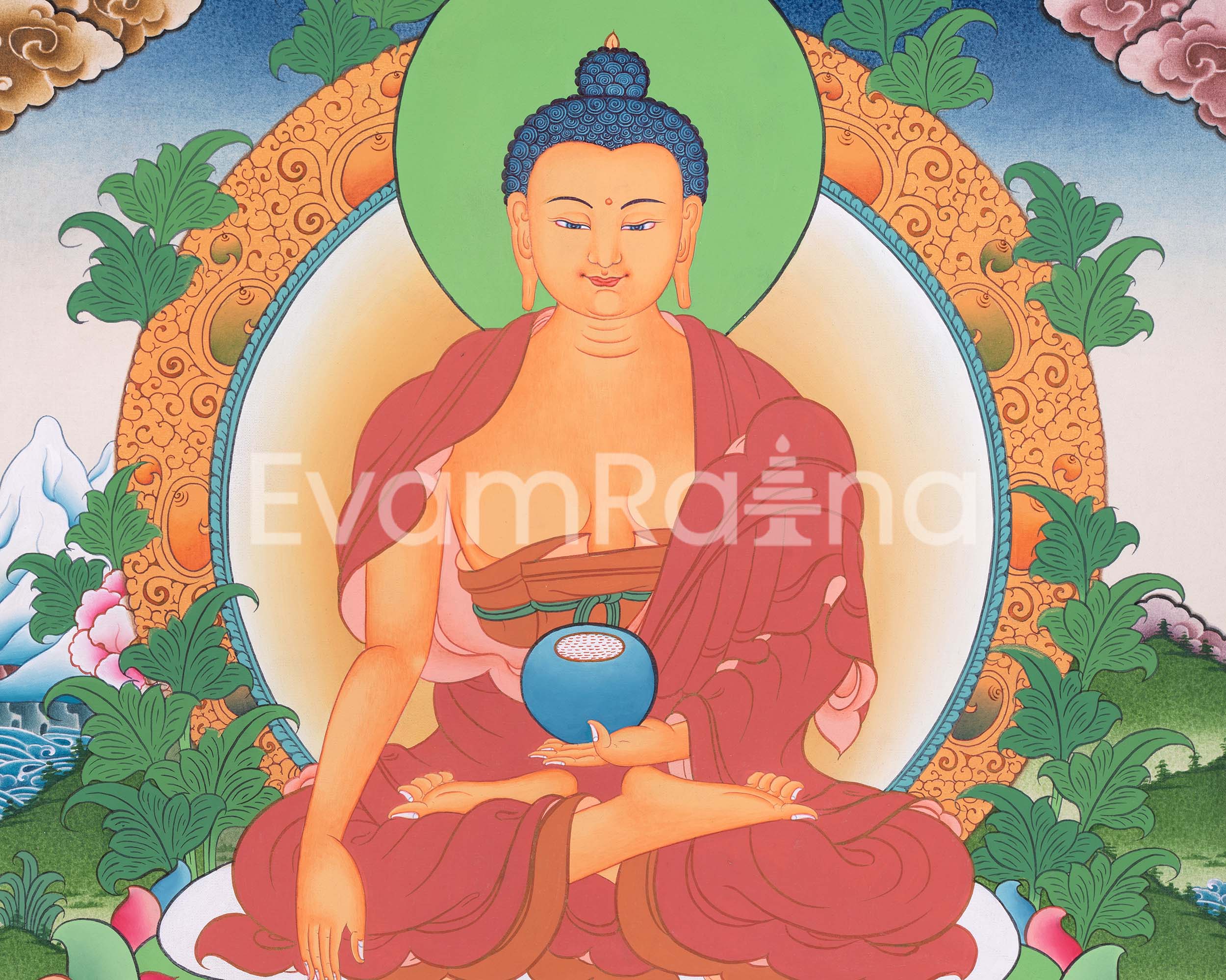 Traditional Gautama Buddha Thangka | Embodiment of Wisdom and Compassion | Shakyamuni Buddha Artwork