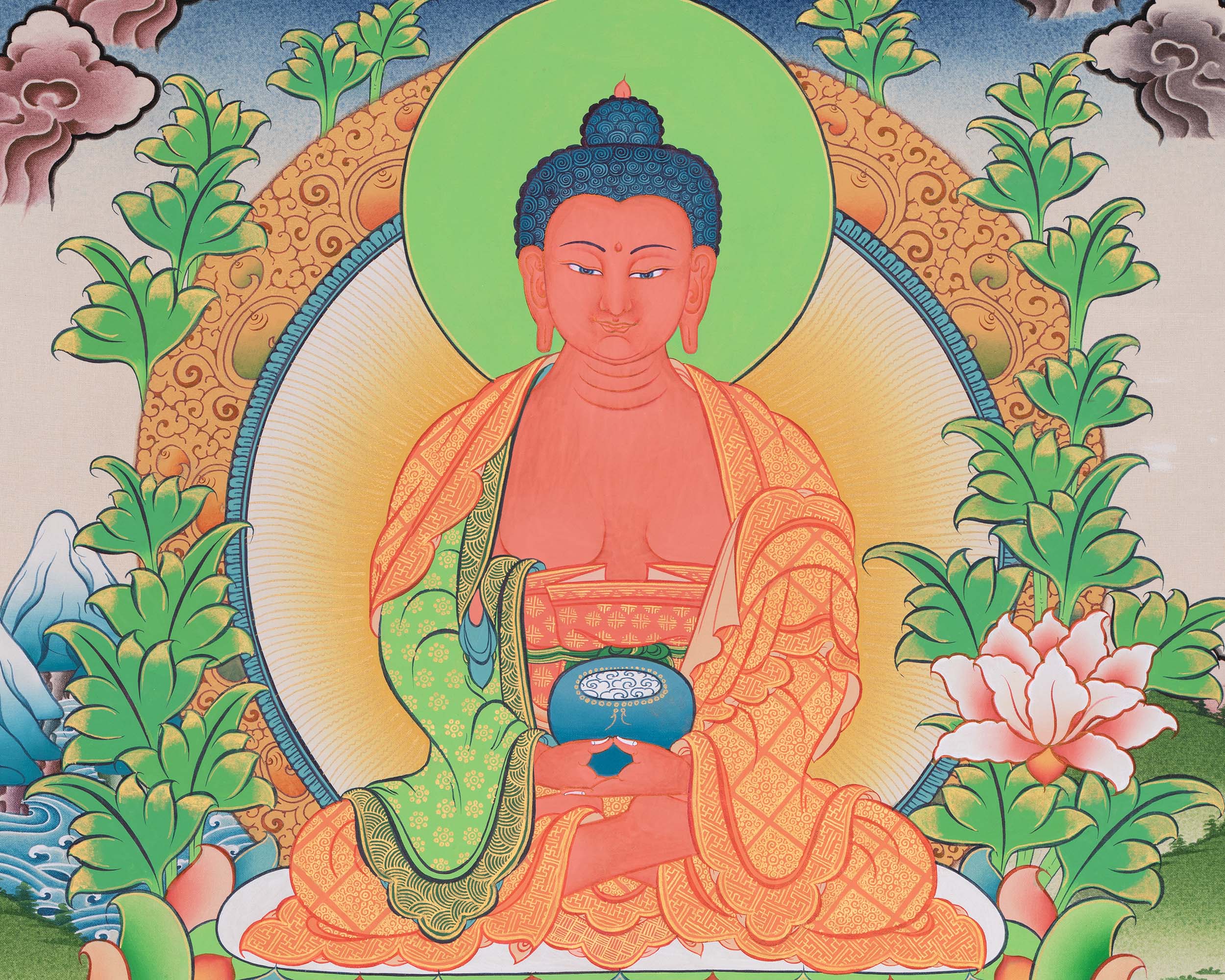 The Buddha Of Infinite Light Thangka | Amitabha Buddha Artwork | Journey to Pure Land