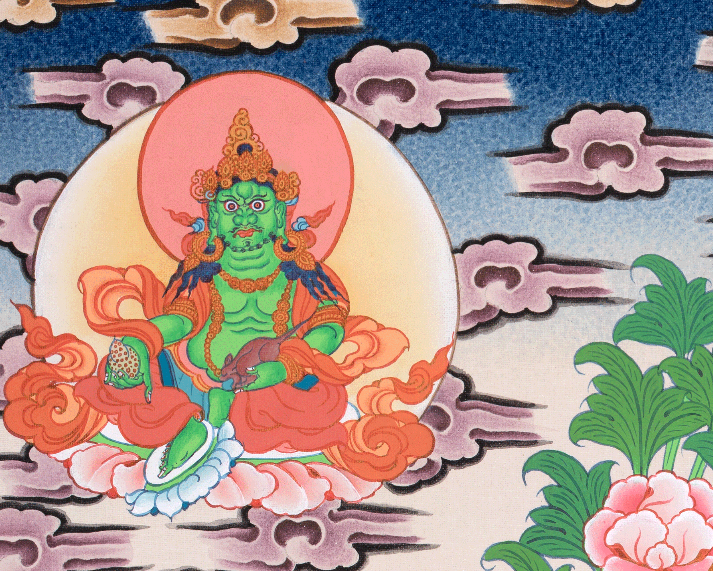 5 Dzambhala Thangka Painting | Lords Of Wealth | Art For Wealth and Abundance