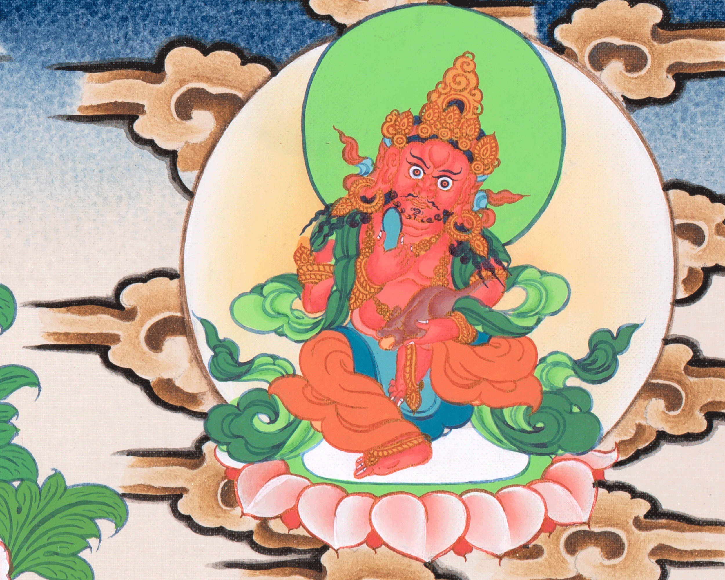 5 Dzambhala Thangka Painting | Lords Of Wealth | Art For Wealth and Abundance