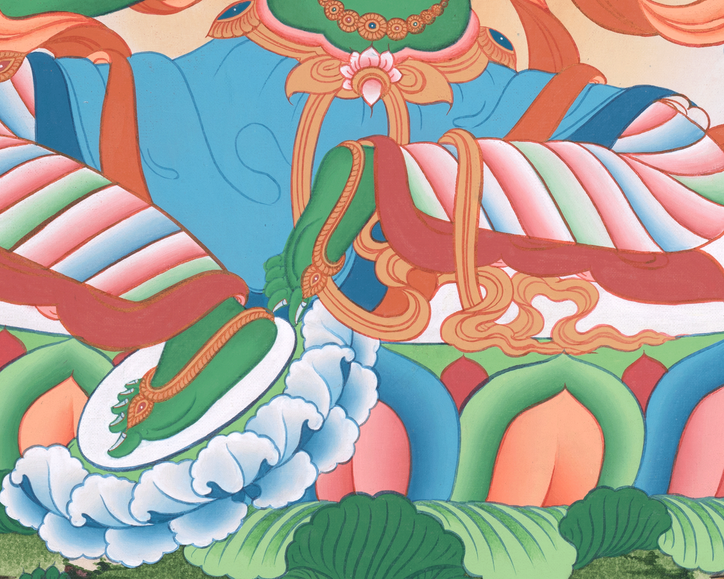 Green Tara Thangka with Other Deities | Wall Art for Tranquility