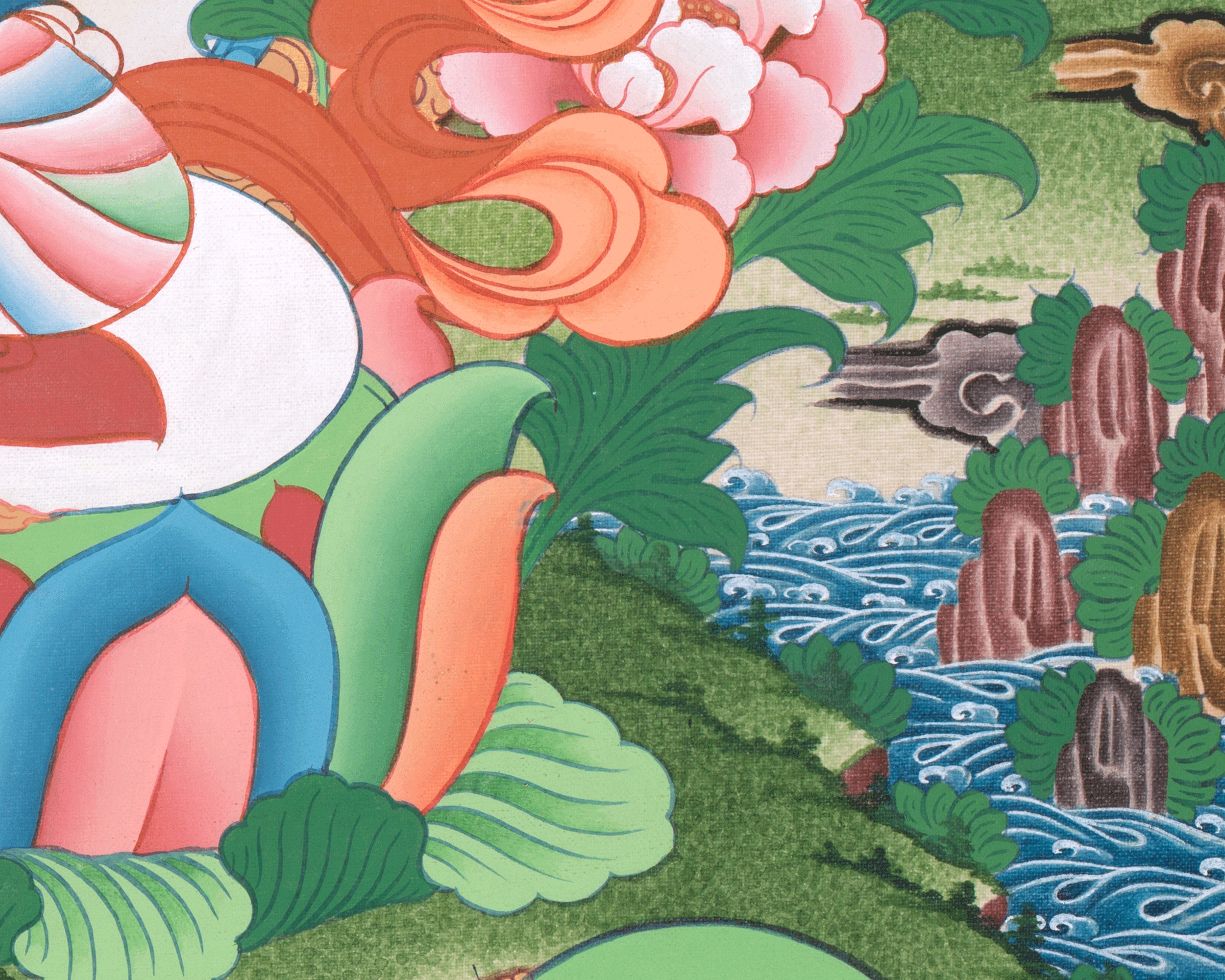 Green Tara Thangka with Other Deities | Wall Art for Tranquility