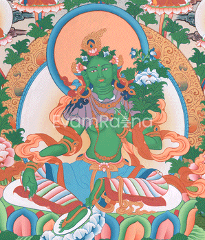 Green Tara Thangka with Other Deities | Wall Art for Tranquility