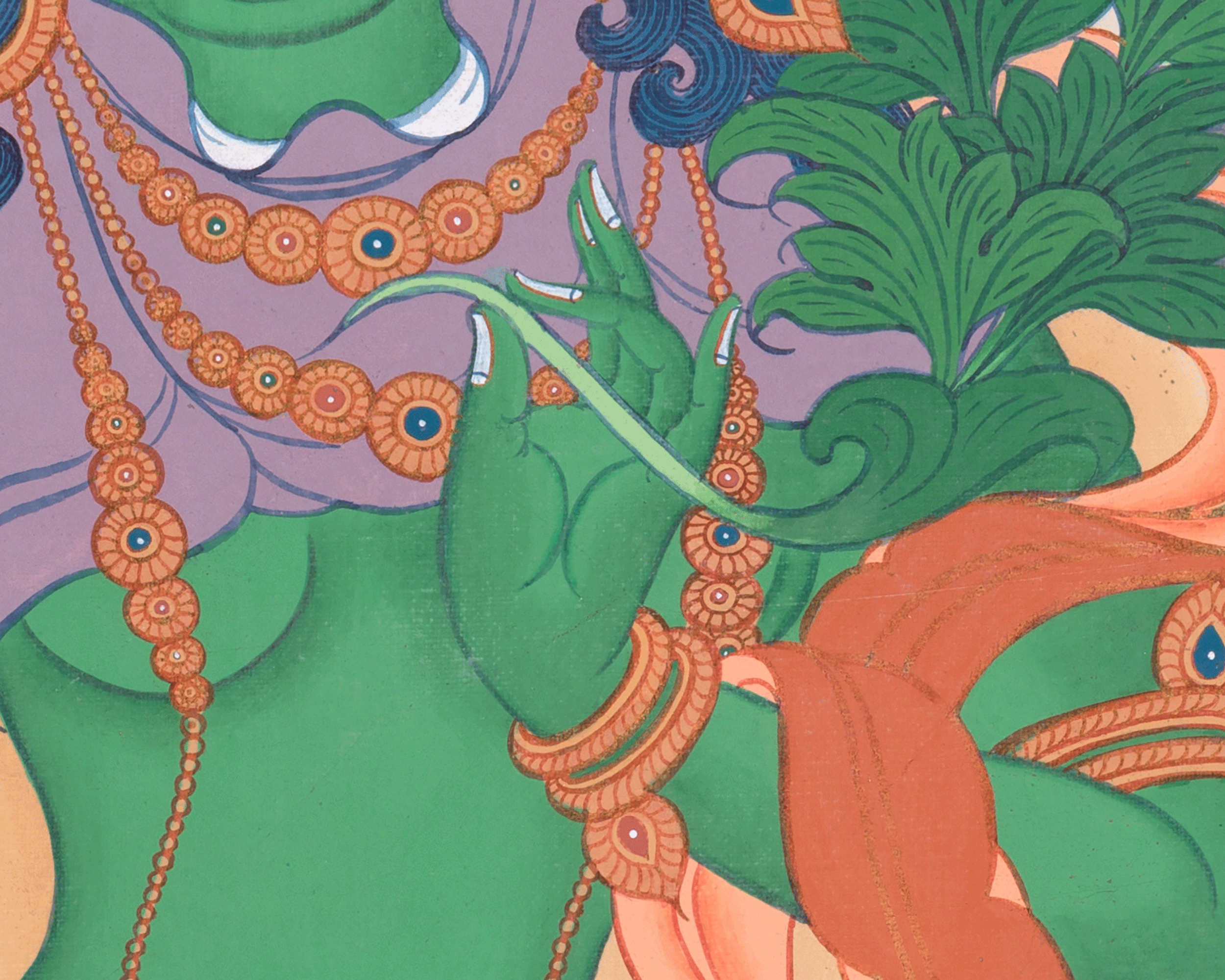 Green Tara Thangka with Other Deities | Wall Art for Tranquility