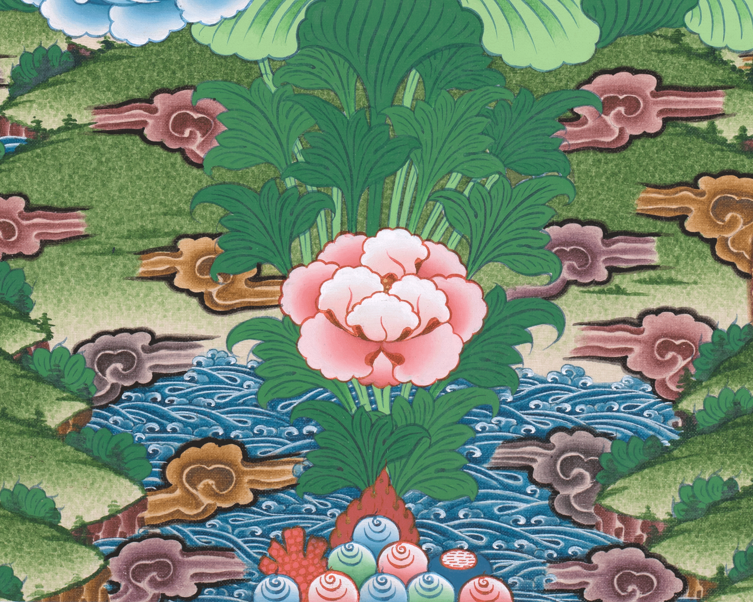 Green Tara Thangka with Other Deities | Wall Art for Tranquility