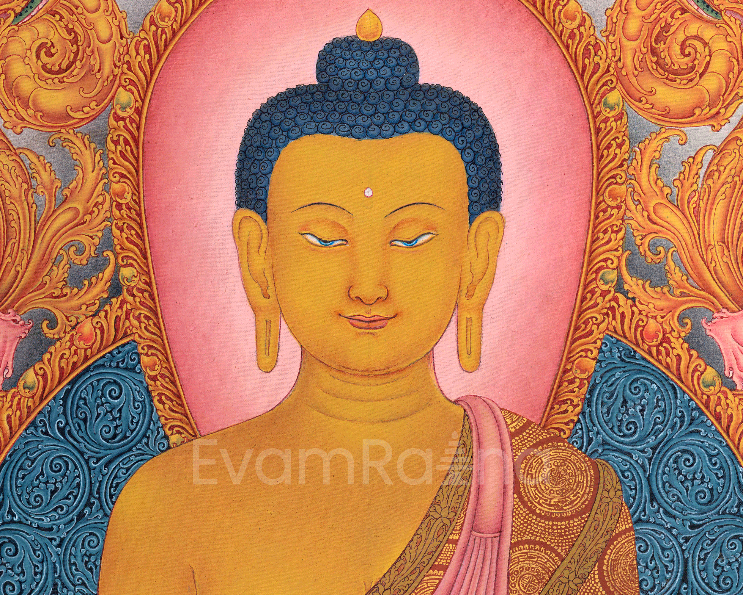 Hand Painted Thangka Of Siddhartha Gautama | Traditional Shakyamuni Buddha Art | Meditative Decor