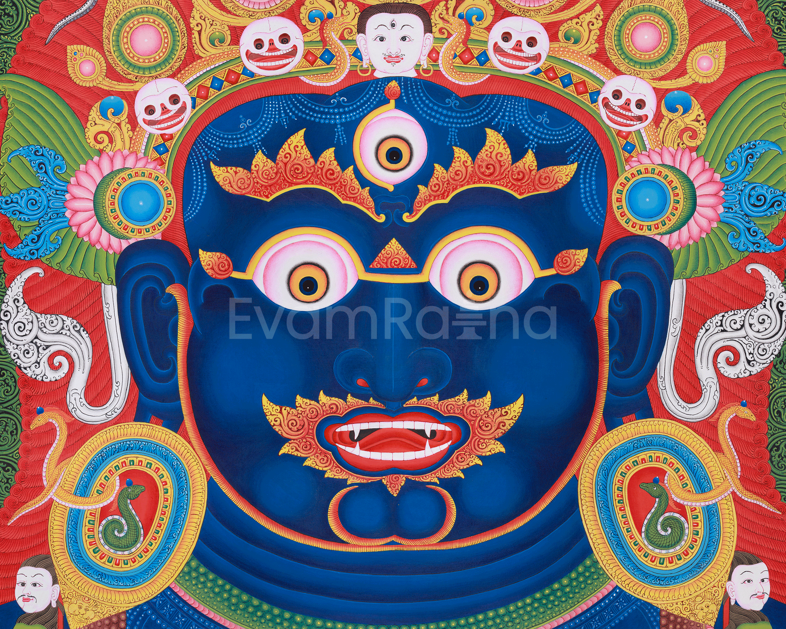 Lord Bhairav Thangka | Wrathful Essence of Bhairava | Traditional Hand Painted Art
