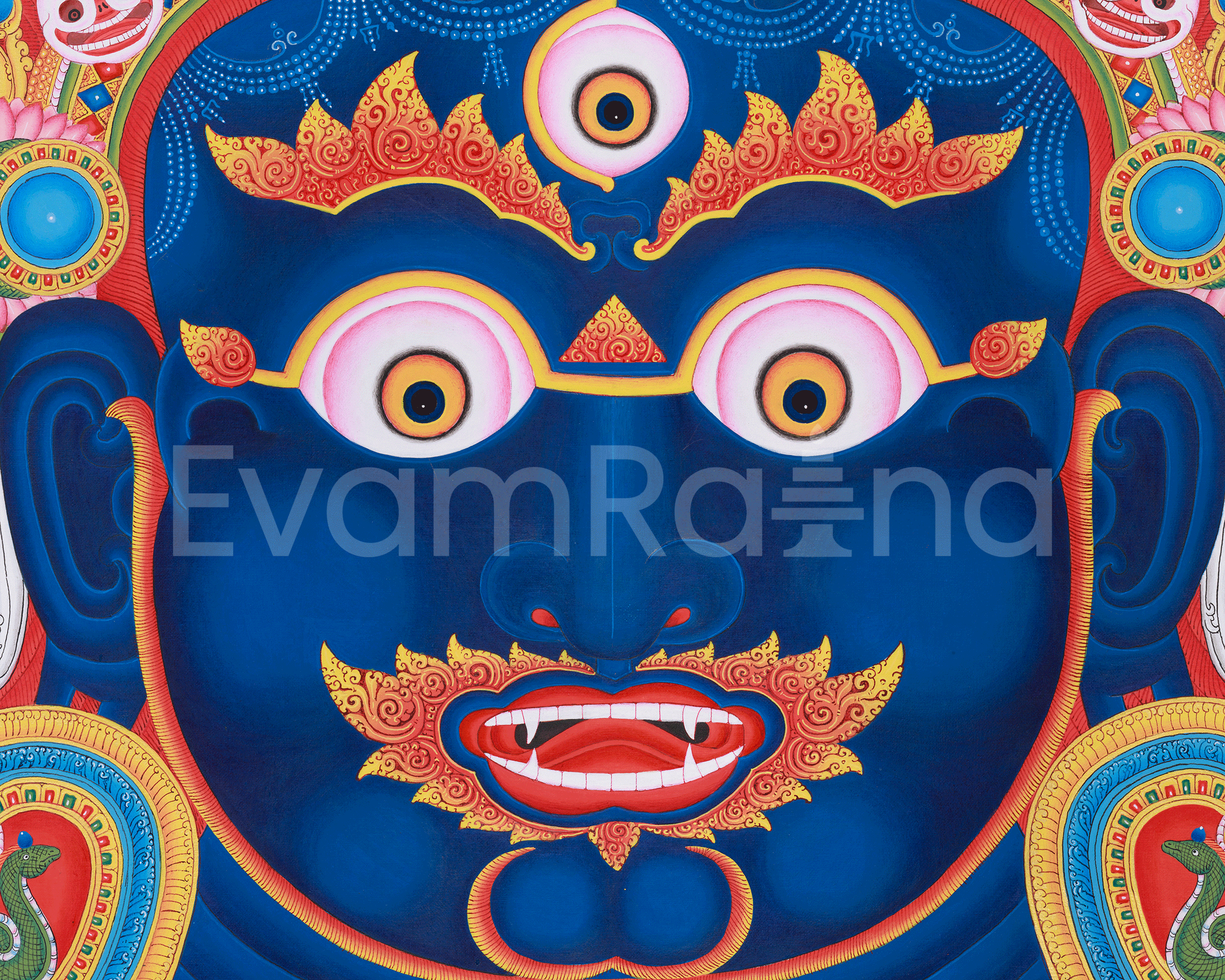 Lord Bhairav Thangka | Wrathful Essence of Bhairava | Traditional Hand Painted Art