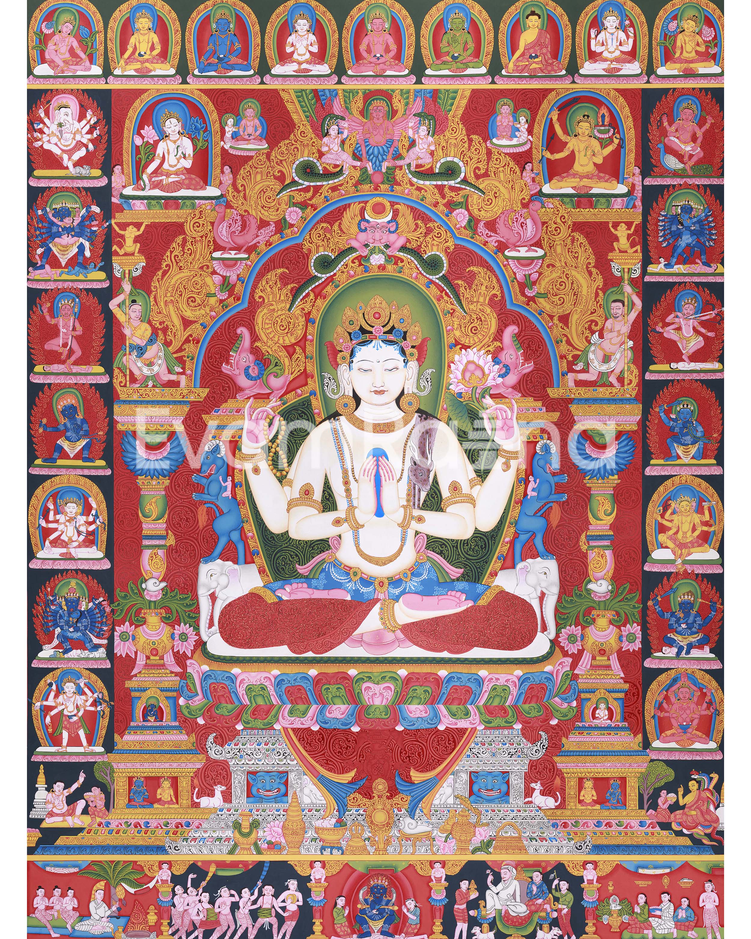 Tibetan Avalokitesvara, Chenrezig Thangka