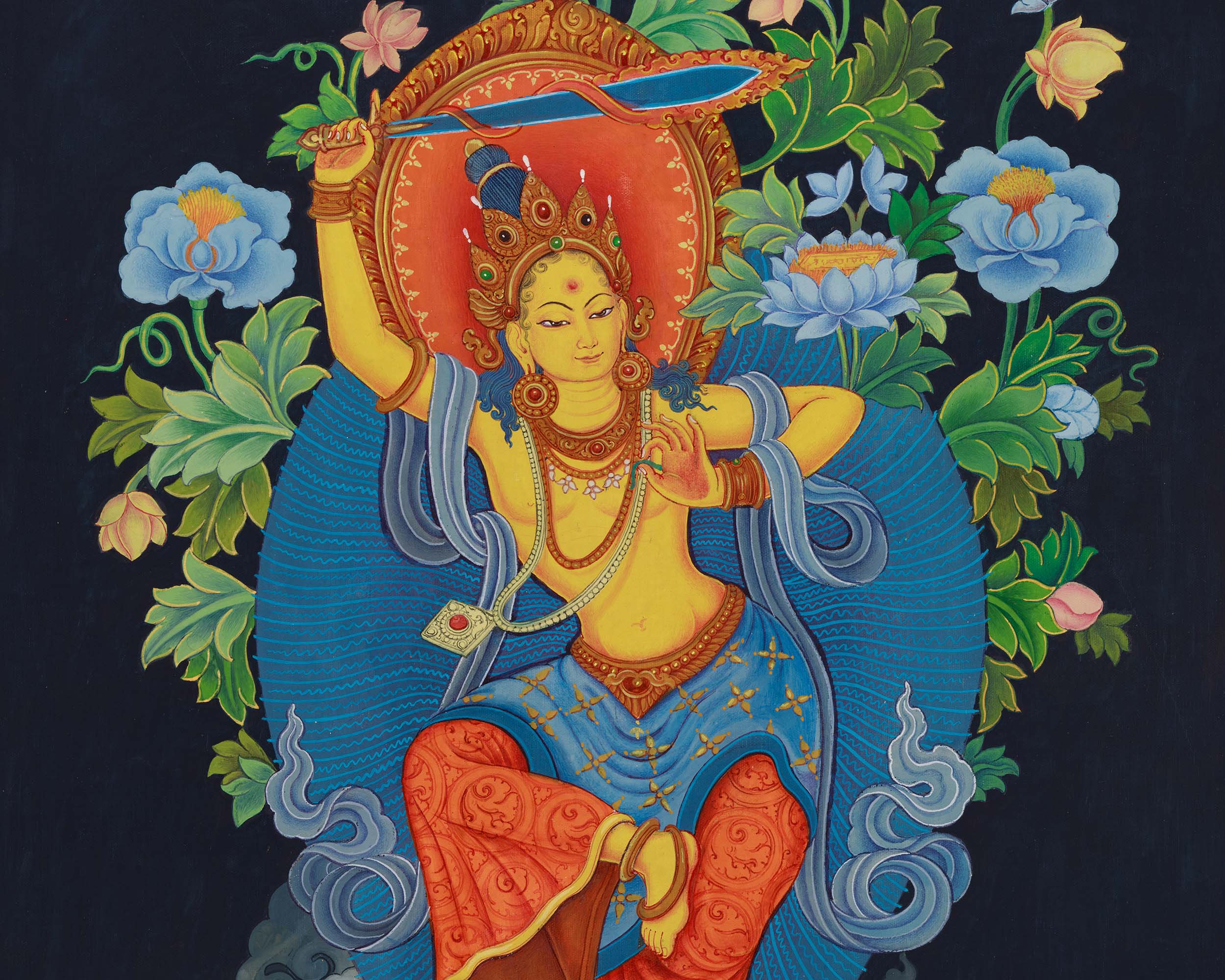 Buddha to Be, Manjushri Thangka | Enlightenment and Wisdom