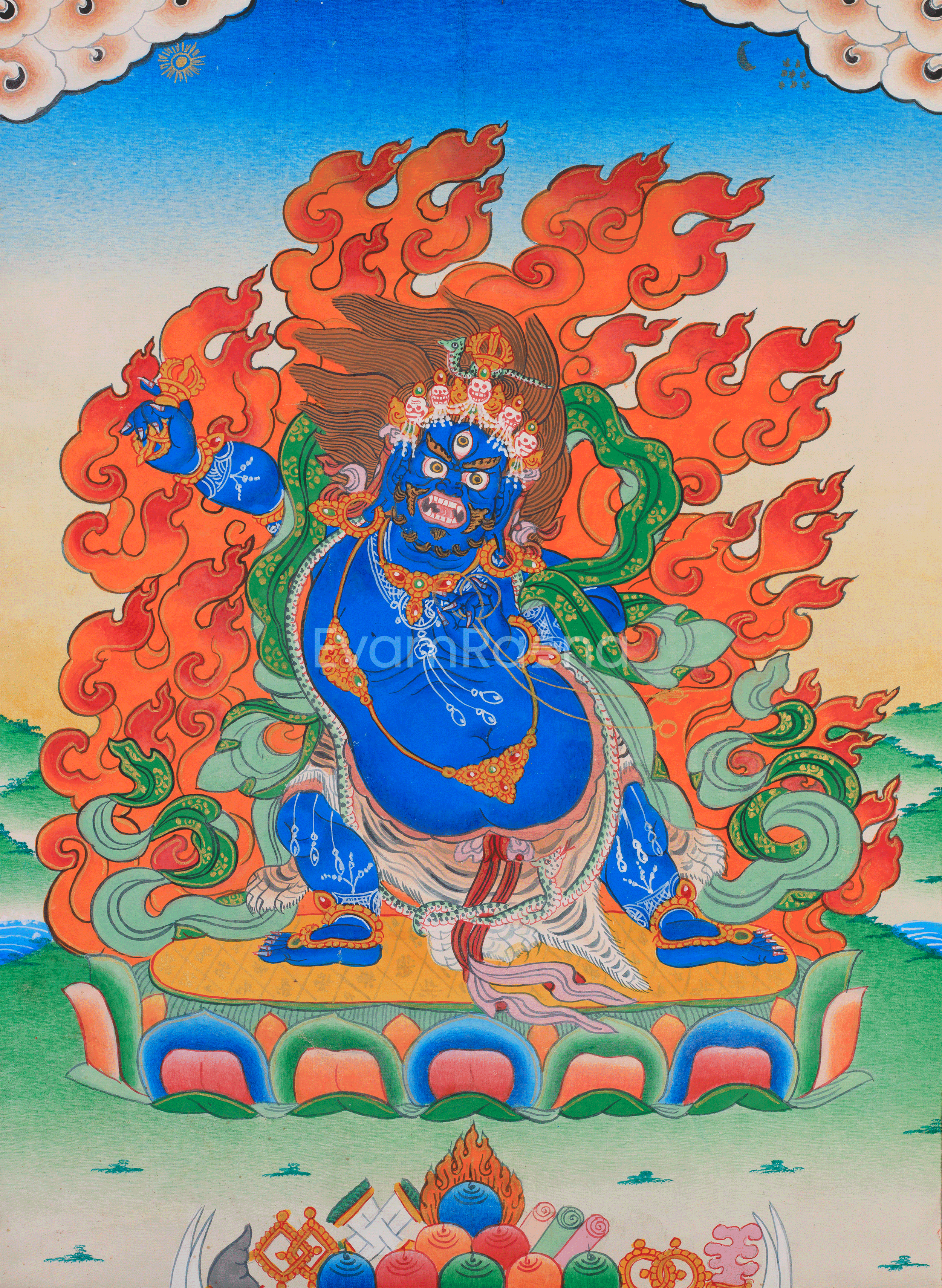 Bodhisattva Vajrapani Thangka | Wrathful Protector Deity Art