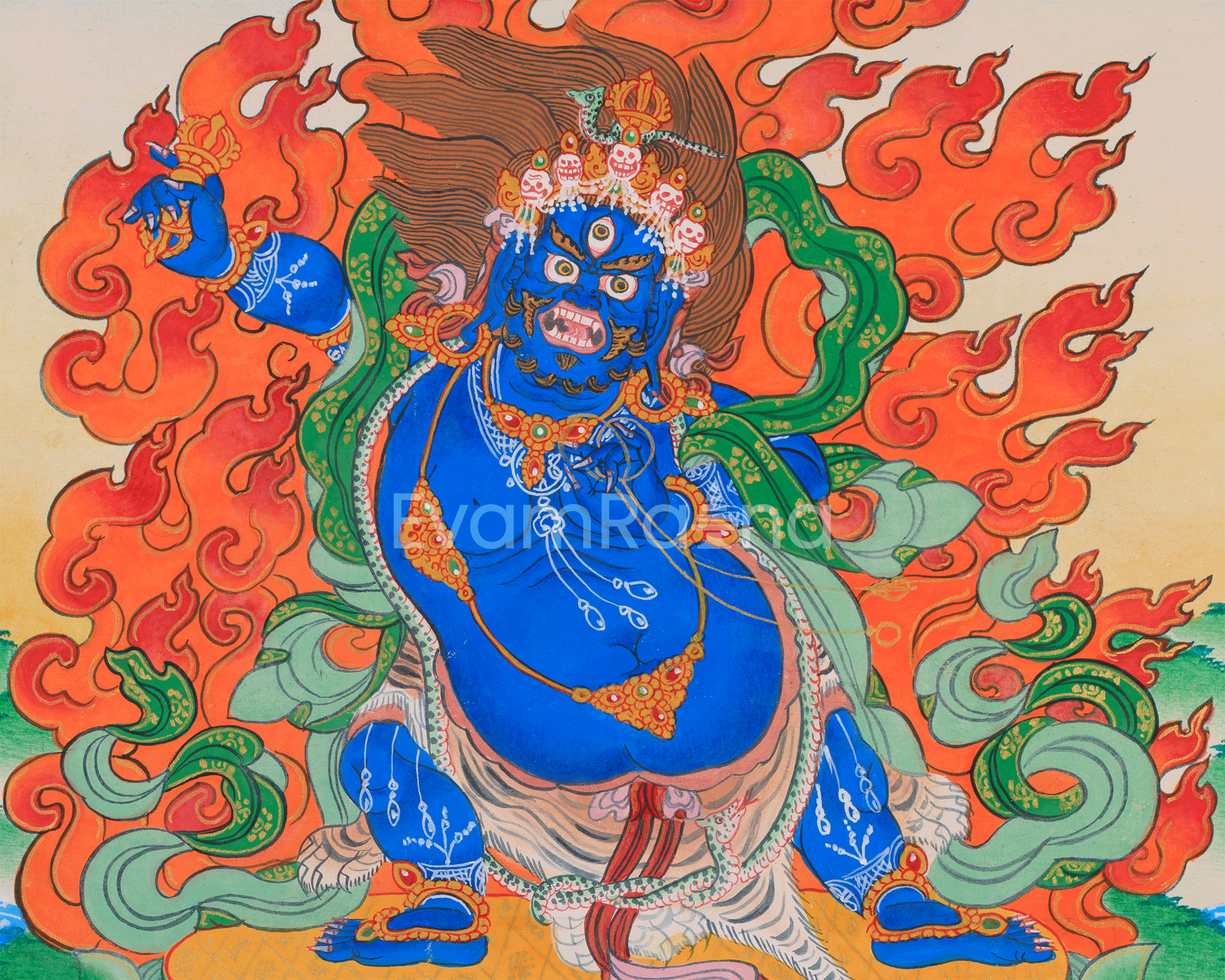 Bodhisattva Vajrapani Thangka | Wrathful Protector Deity Art