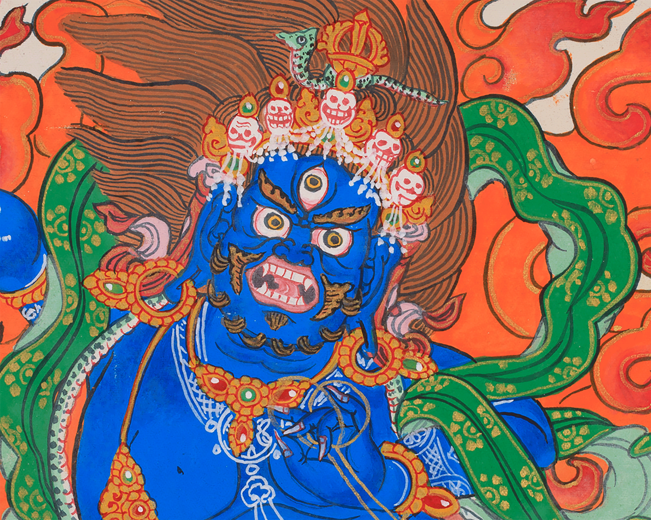 Bodhisattva Vajrapani Thangka | Wrathful Protector Deity Art