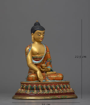 Radiant Shakyamuni Buddha Color Figure | Exquisite Handcrafted Copper Statue