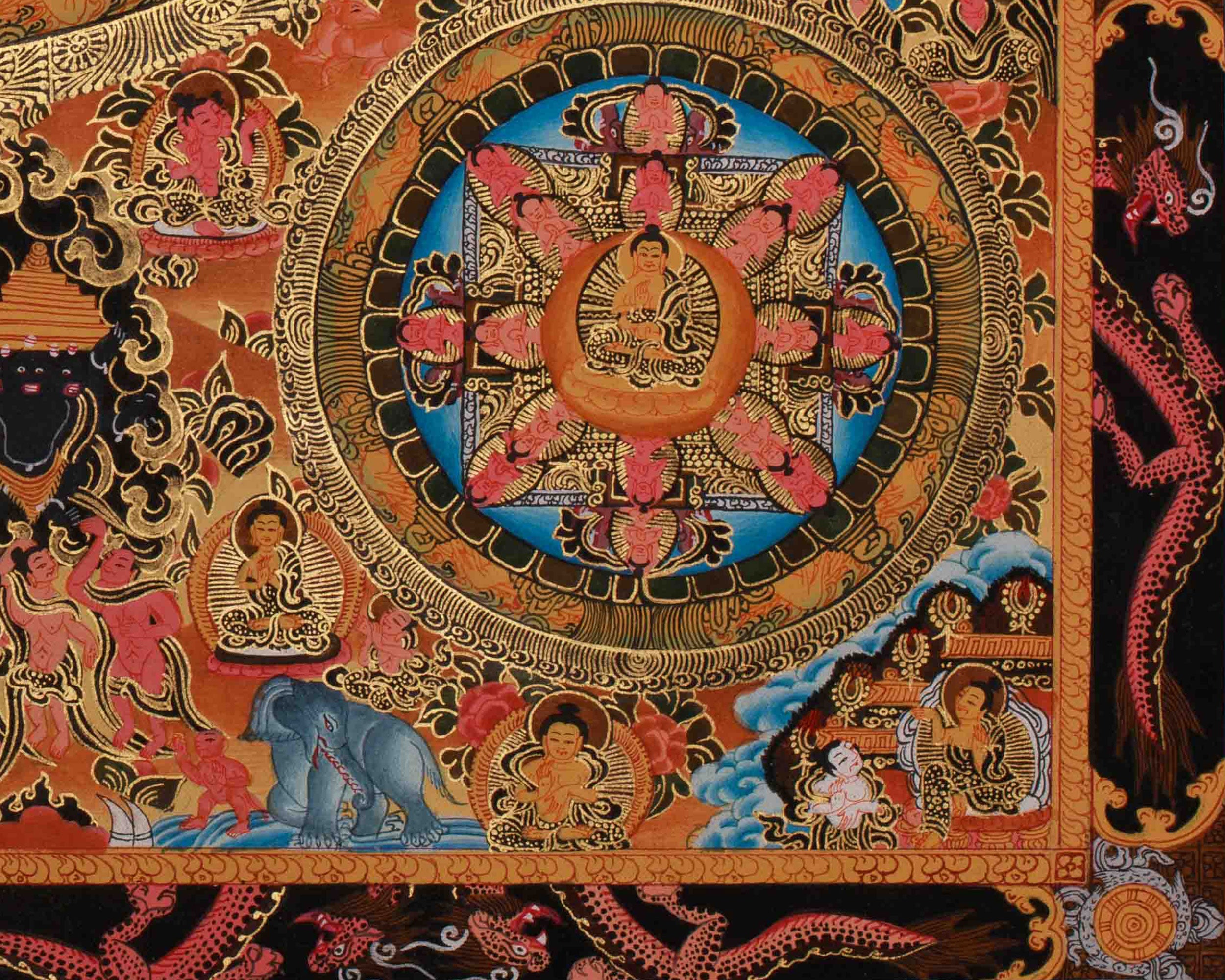 Divine Buddha Mandala Artwork | A Radiant Mandala Reflecting Wisdom, Compassion, and Peace | Meditation Altar