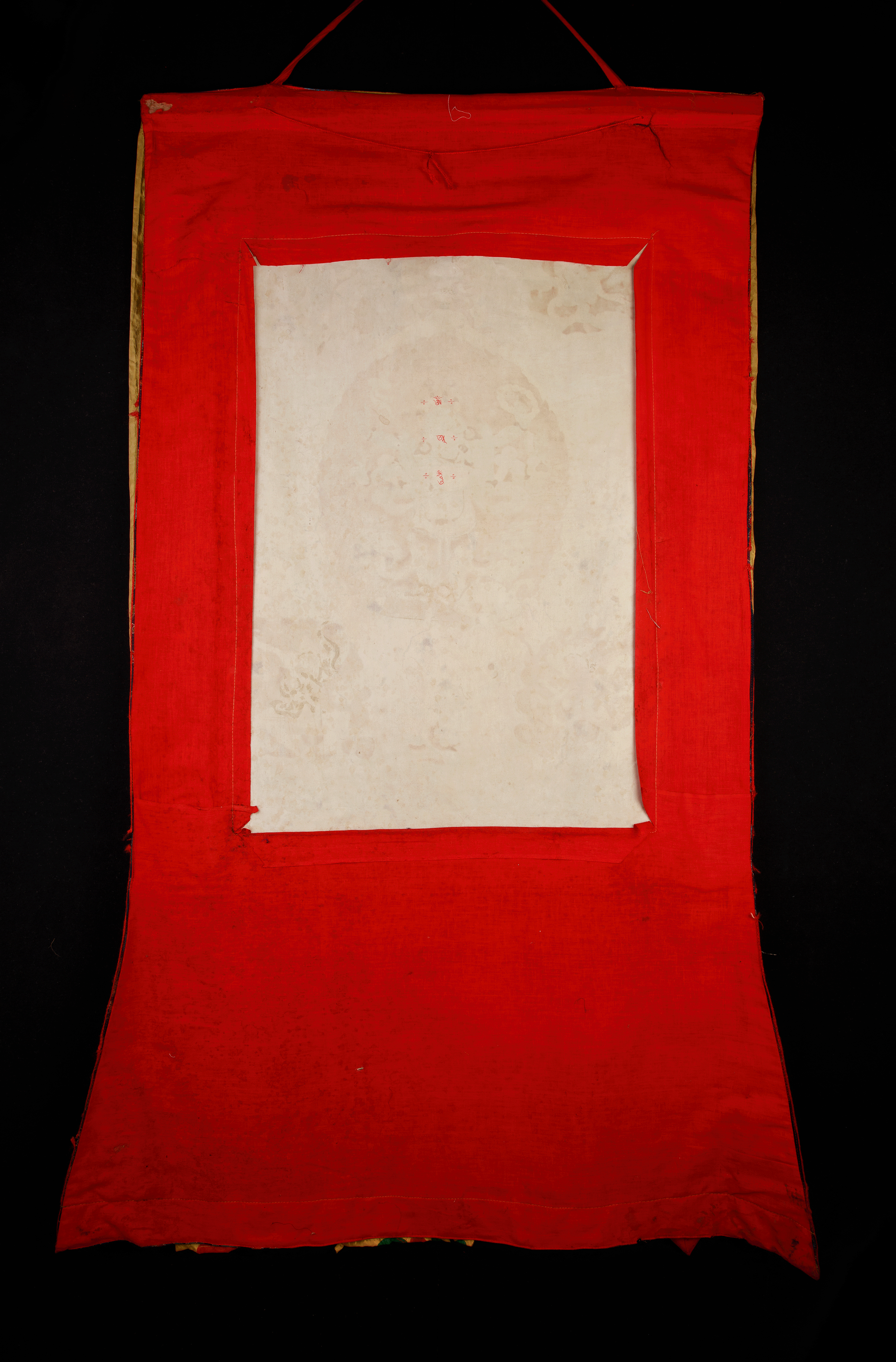 Six-Arms Mahakala Thangka With Brocade | Tibetan Protector Deity for Powerful Protection