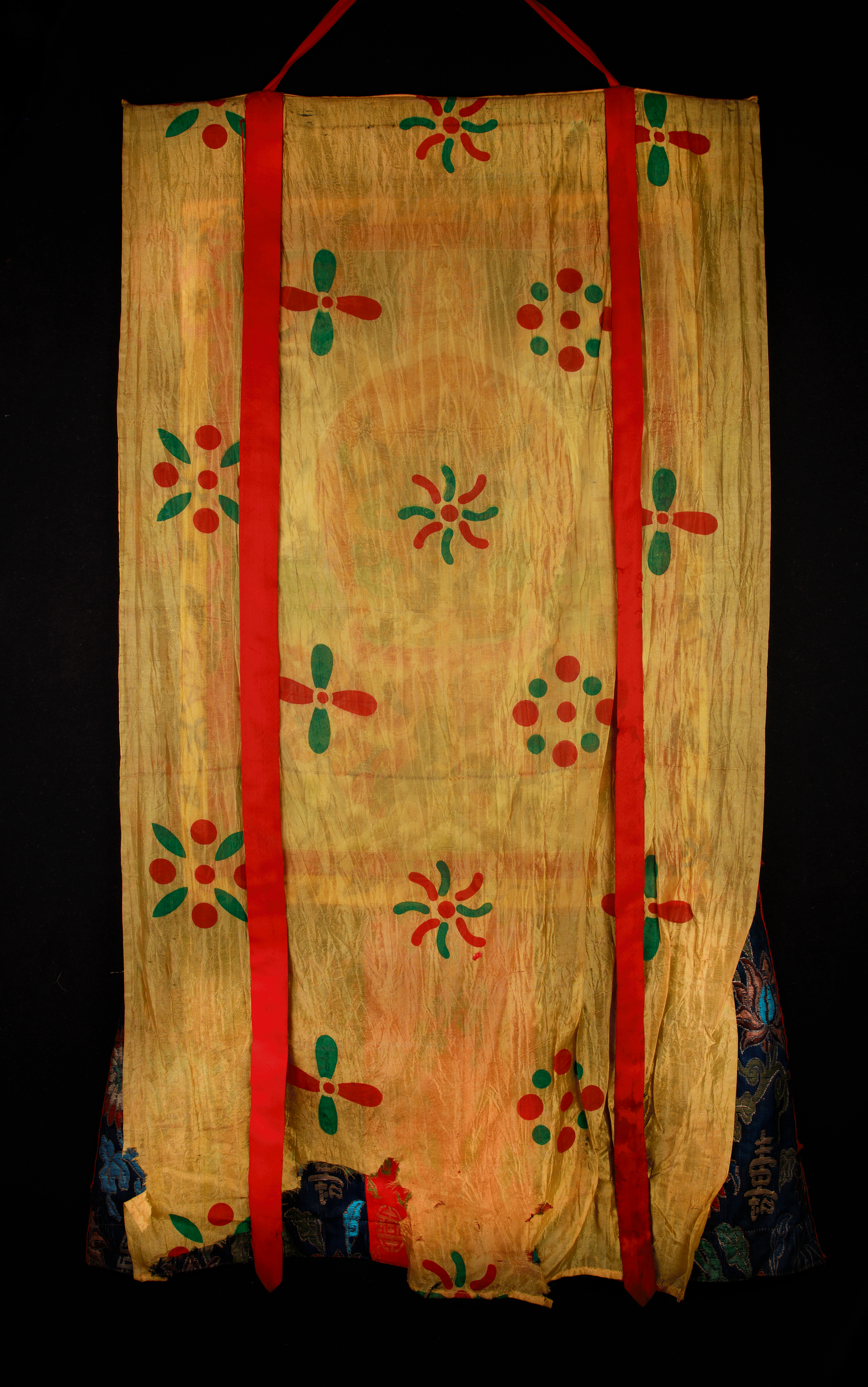 Six-Arms Mahakala Thangka With Brocade | Tibetan Protector Deity for Powerful Protection