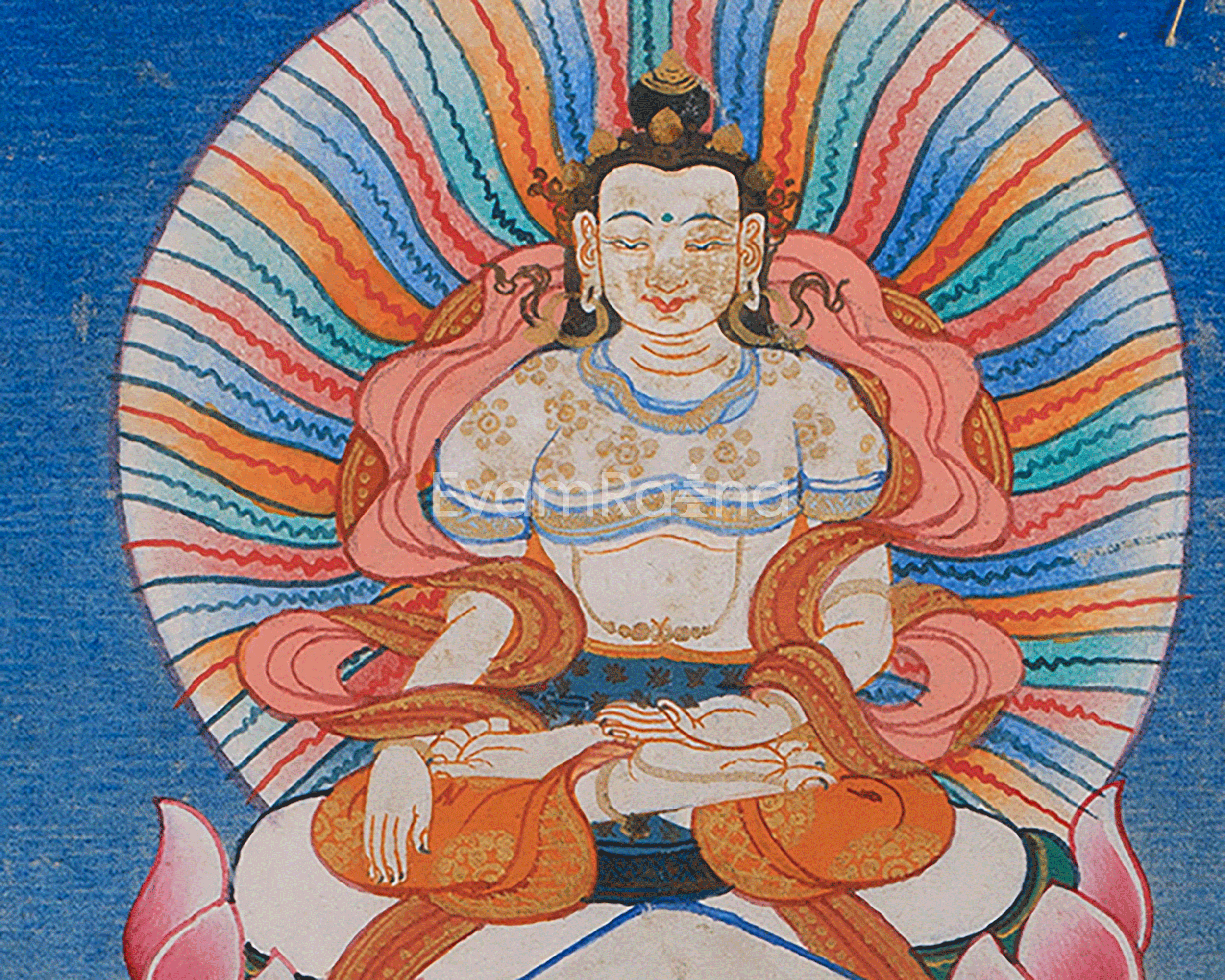 Six-Arms Mahakala Thangka With Brocade | Tibetan Protector Deity for Powerful Protection
