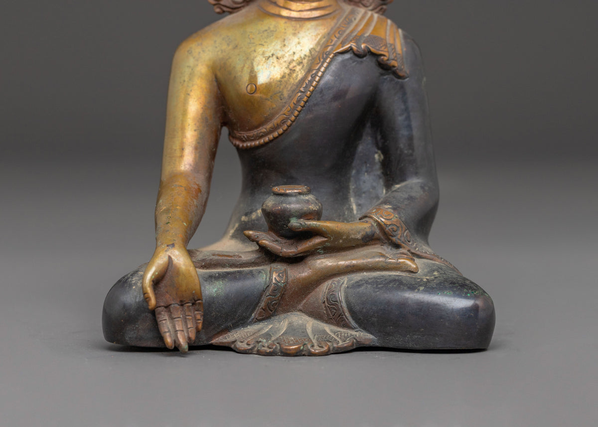 Handmade Ratnasambhava Oxidized Copper Statue | Meditation Altar Decor