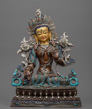 white-tara-sculpture with gemstones