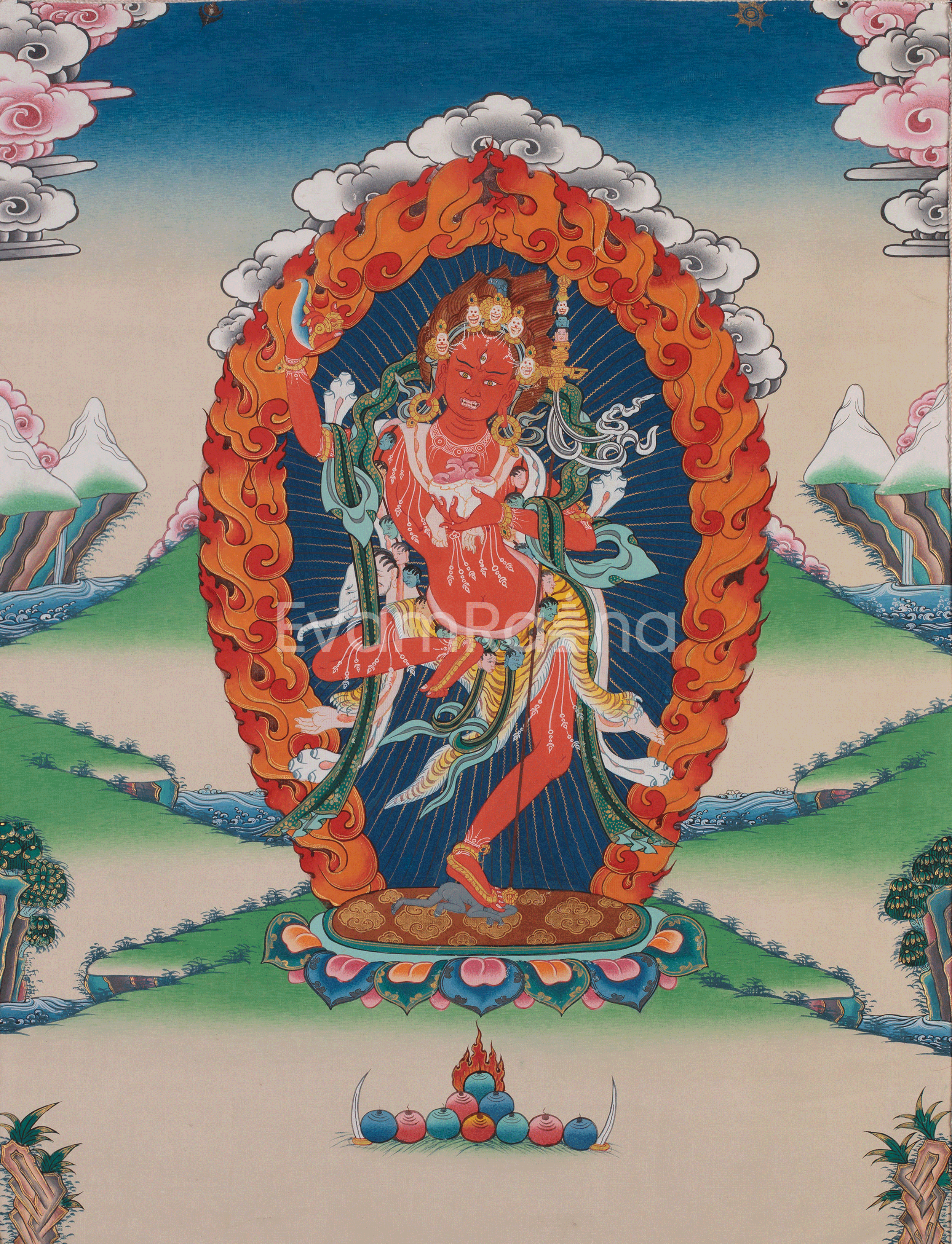 Dorje Phagmo, Dakini Thangka with Broacde | Wisdom and Power