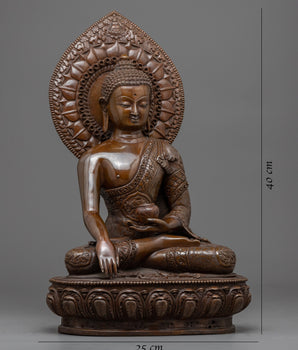 Statue With Shakyamuni Buddha Title | Himalayan Oxidized Art