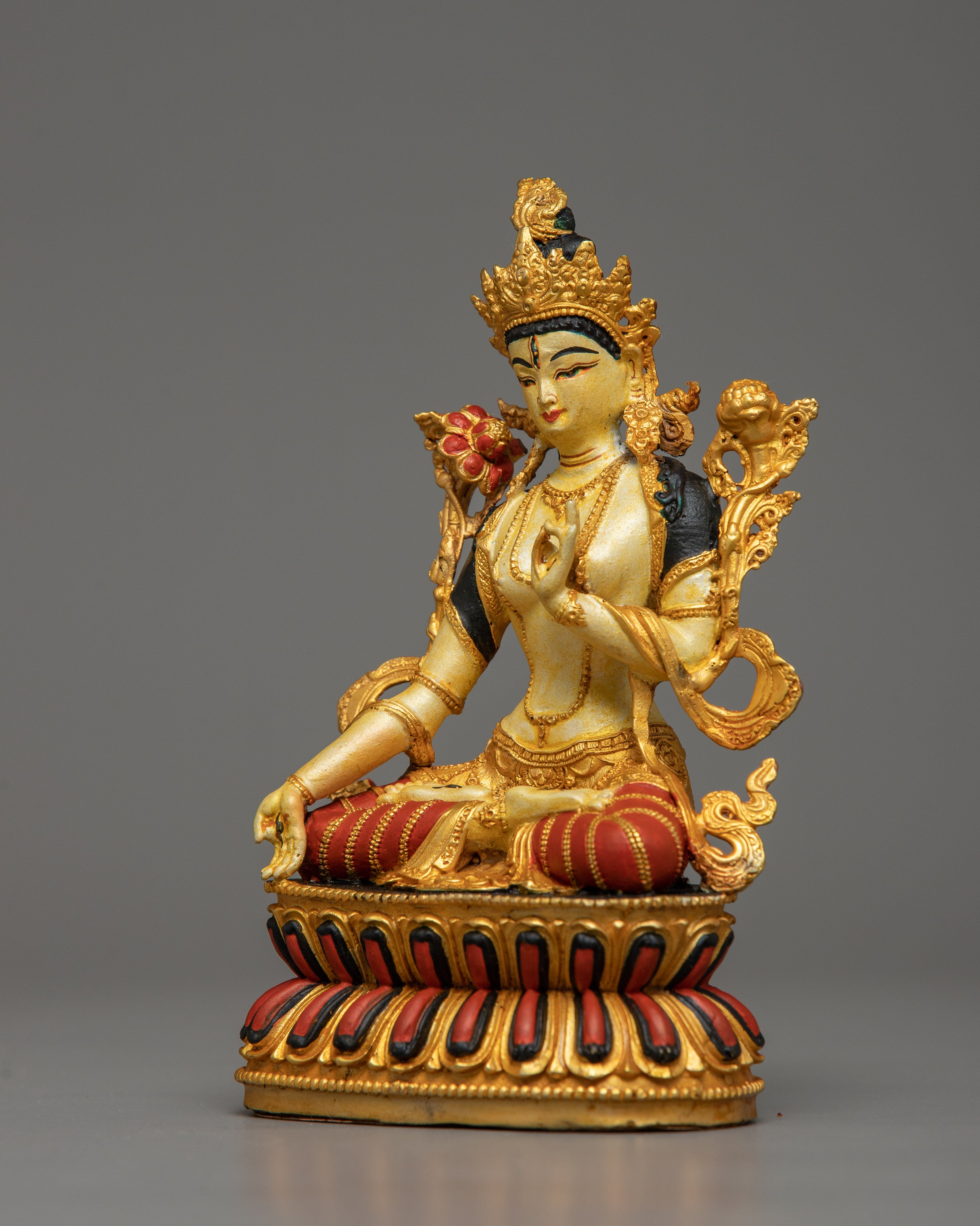 Copper Sita Tara Statue | Machine Made Spiritual Practice White Tara Statue