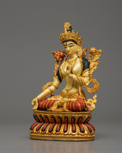 Copper Sita Tara Statue | Machine Made Spiritual Practice White Tara Statue