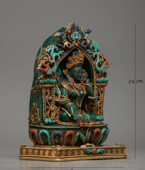 Aventurine Stone Green Tara Statue | Buddhist Grüne Tara Sculpture
