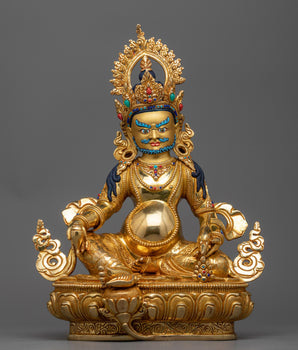 yellow dzambhala copper sculpture