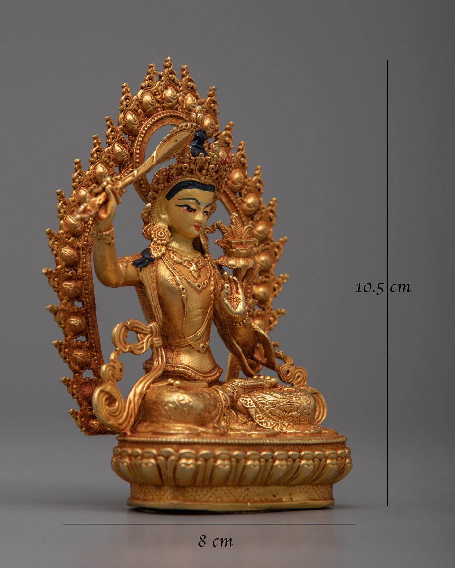 Mini Manjushri Statue | Machine-Made on Copper Body, Symbolizing Wisdom