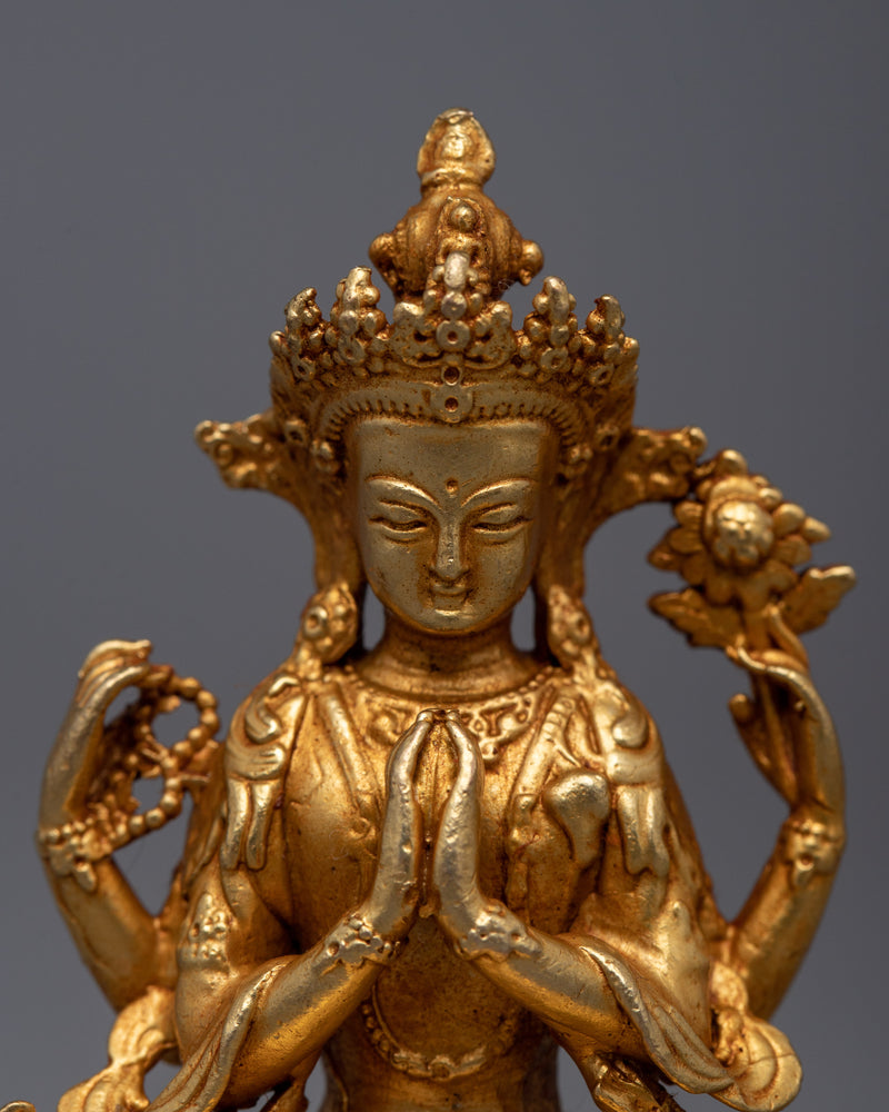 Buddhist Chenresig Copper Statue | Machine Made for Serenity and Peace