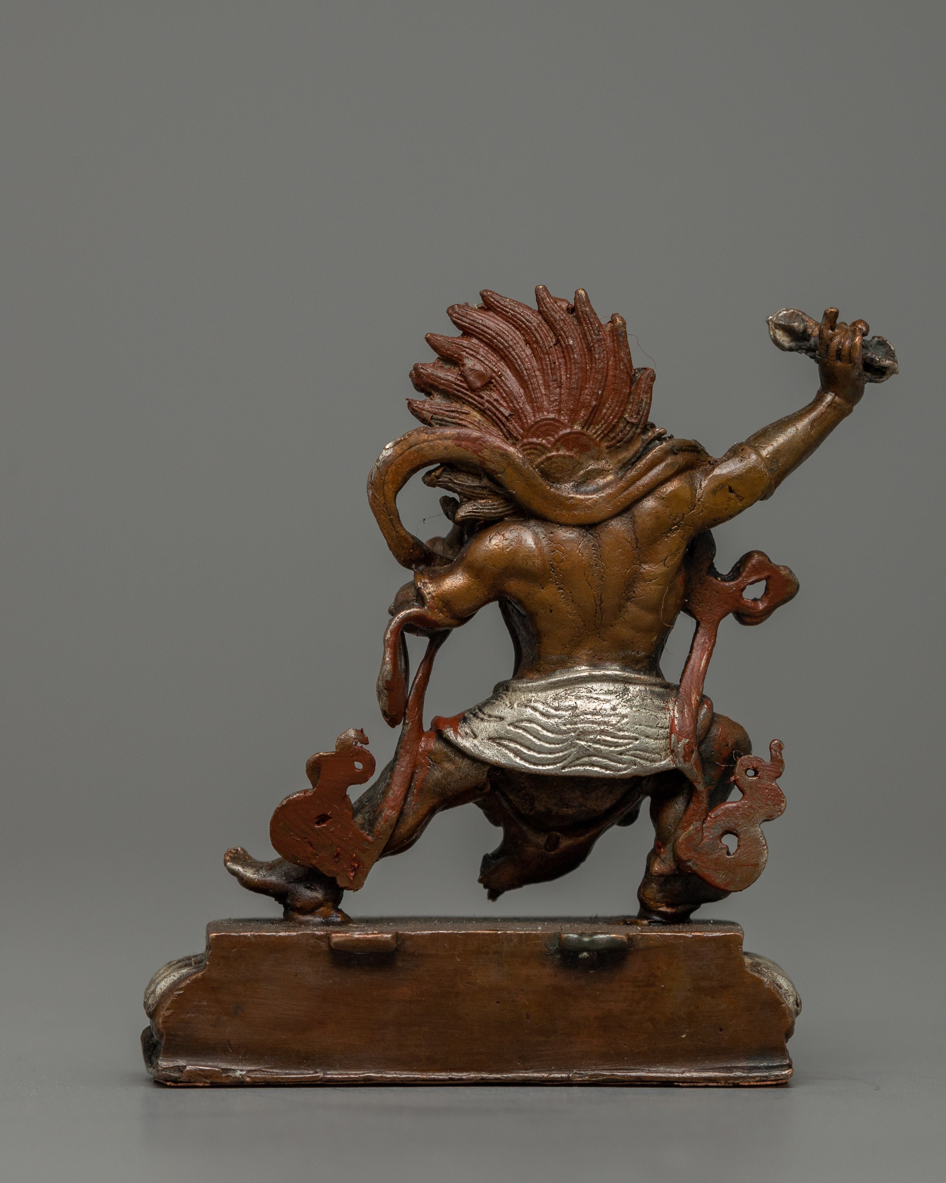 Copper Oxidized Vajrapani Statue | Machine Made Protector Deity Sculpture
